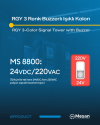 Ø50 RGY 3 Renk Buzzerlı Işıklı Kolon - 5