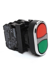 EMAS B102K20KY YEŞİL/KIRMIZI 1NA+1NK İKİZ KUMANDA BUTONU - Emas