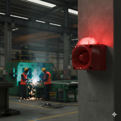 ENDÜSTRİYEL LED IŞIKLI SİREN KIRMIZI GÖVDE - 2