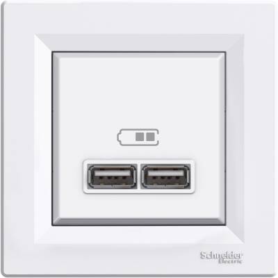 SCHNEİDER EPH2700221 ASFORA ÇERÇEVELİ İKİLİ BEYAZ 2.1A USB PRİZİ - 1