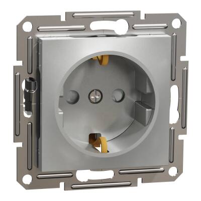 SCHENIDER EPH2900261 ASFORA ALÜMİNYUM ÇERÇEVESİZ VİDALI ÇOCUK KORUMALI TOPRAKLI PRİZ - 1