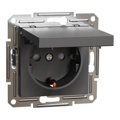 SCHNEIDER EPH3100171 ASFORA 16A ANTRASİT KAPAKLI TOPRAKLI PRİZ - 1