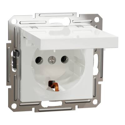 SCHNEIDER EPH3170121 ASFORA BEYAZ ÇERÇEVESİZ KAPAKLI TOPRAKLI PRİZ - 1