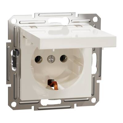 SCHNEIDER EPH3170123 ASFORA KREM ÇERÇEVESİZ KAPAKLI TOPRAKLI PRİZ - 1