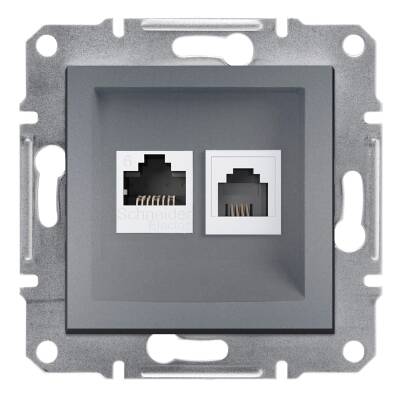 SCHNEIDER EPH5200162 ASFORA ÇELİK ÇERÇEVESİZ RJ11 1RJ45 CAT6 UTP TELEFON DATA PRİZİ - 1