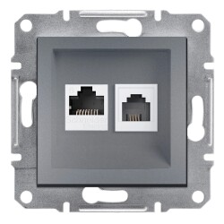 SCHNEIDER EPH5200162 ASFORA ÇELİK ÇERÇEVESİZ RJ11 1RJ45 CAT6 UTP TELEFON DATA PRİZİ - SCHNEIDER