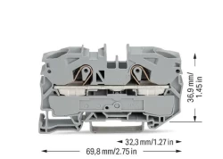 WAGO 2016-1201 16 MM 2 İLETKENLİ GRİ BUTONSUZ GEÇİŞ KLEMENSİ - WAGO