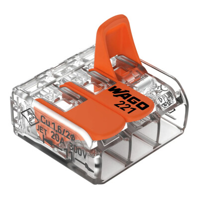 WAGO 221-413 3 GİRİŞ 4 MM BUAT KLEMENSİ TURUNCU KOLLU - WAGO