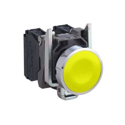 SCHENIDER XB4BA51 22 MM SARI METAL BUTON - 1
