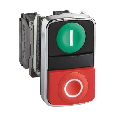 XB4BL73415 YEŞ/KIR 22mm METAL BUTON ÇİFTLİ - 1