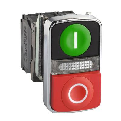 XB4BW73731B5 YEŞ/KIR 22mm METAL BUTON ÇİFTLİ - 1