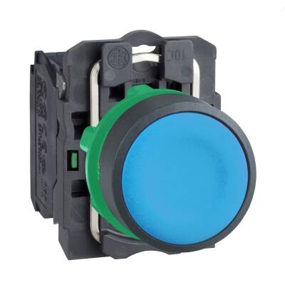 SCHNEIDER XB5AA61 MAVİ 22mm PLASTİK BUTON YAYLI DÖNÜŞ - 1